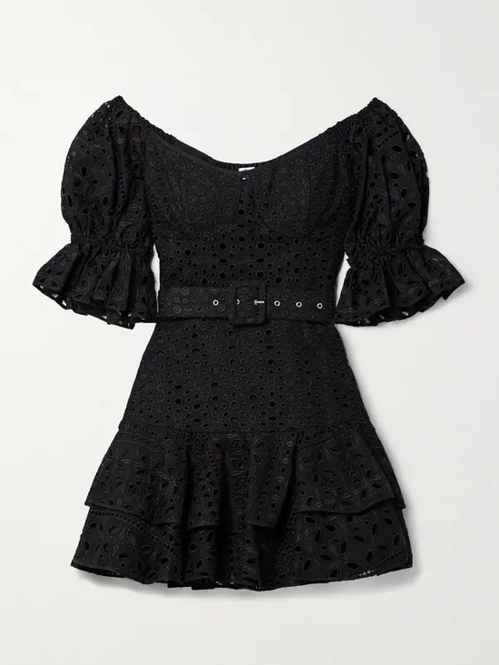 Charo Ruiz Dresses & Skirts - NWT Charo Ruiz Ibiza Black Eyelet Broderie Anglaise Mini Dress Size L
